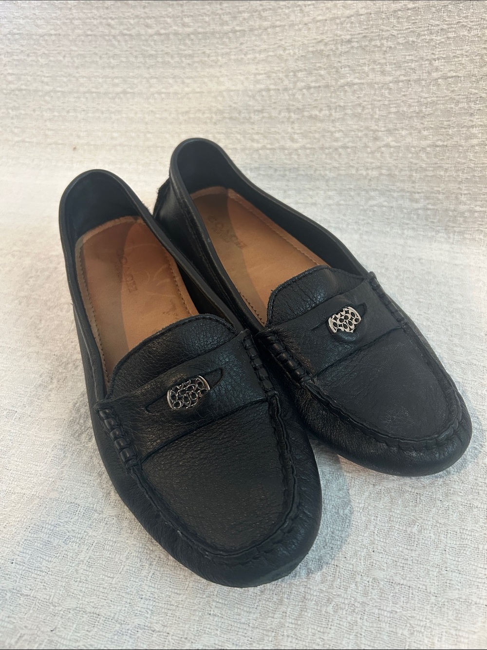 Coach Black Leather Slip-On Women’s Loafers Nicola Sz 5.5